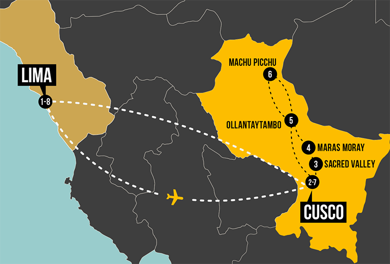 Mapa de regiões em Cusco